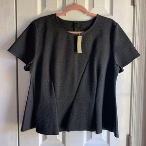 J.Crew Gray Structured Peplum Top NWT XL